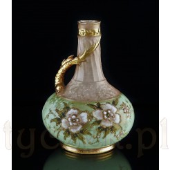 Wspaniały XIX wieczny wazon ze złotym smokiem. 