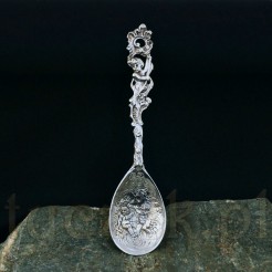Piękna zabytkowa srebrna łyżka z początku XX wieku