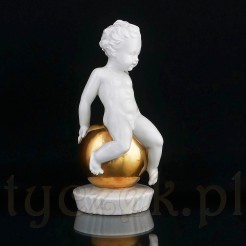 Rosenthal porcelanowa figurka Putto / Amorek na złotej kuli