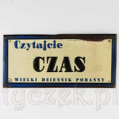 Dziennik CZAS oryginalna reklama blaszana z 1937 roku!