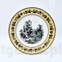 Fajansowy XIX-wieczny talerz z orientalną dekoracją