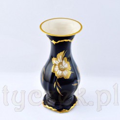 Piękny porcelanowy wazon w kolorze głębokiego kobaltu z floralną dekoracją z wytwórni Rosenthal