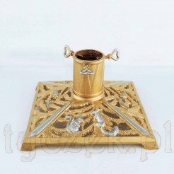 Ekskluzywny i zabytkowy stojak choinkowy w złoto srebrnej kolorystyce