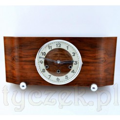 Art Deco zegar kwadransowy w pięknej drewnianej obudowie