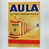 Blaszany szyld reklamowy AULA z workami soli z połowy XX wieku