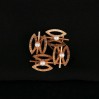 Ażurowa brosza w stylu Mid Century Modern – złocony metal i sztuczne perełki