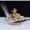 1870 rok Złocone ptaki - porcelanowy kałamarz na biurko KPM