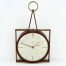 Zegar ścienny z mosiądzu i drewna tekowego w stylu modernistycznym z lat 50. XX wieku