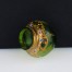 Ręcznie malowany emalią i złotem wazonik ze szkła zielonego