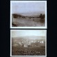 Rozległa panorama pól oraz panorama miejska na dwóch fotografiach