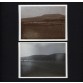 Górzysty krajobraz oraz miejska zabudowa na dwóch czarno białych zdjęciach