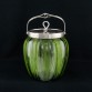 Art Nouveau – wyjątkowa herbatnica / biszkoptnica z zielonego szkła 