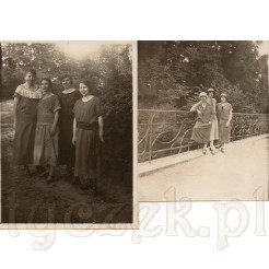 Komplet dwóch fotografii na których ujęte zostały kobiety podczas spaceru