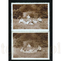 Komplet dwóch zdjęć z rodzinnego pikniku z 1931 roku