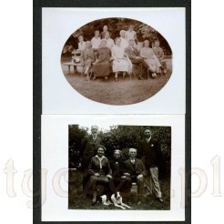 Dwa czarno białe zdjęcia przedstawiające rodziny na ławce