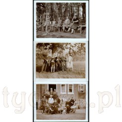 Komplet trzech czarno białych rodzinnych fotografii
