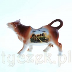Antyczny porcelanowy mlecznik w kształcie krowy – Pamiątka ze Śnieżki
