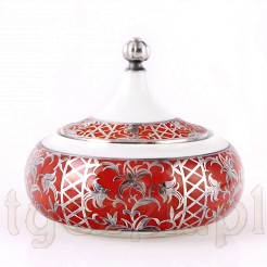 Rzadka bomboniera Art Deco z lat 20/30 XX w. - porcelana K&A Krautheim Selb Bavaria w srebrze