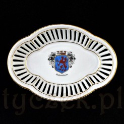 Porcelanowy ażurowy koszyczek herbowy