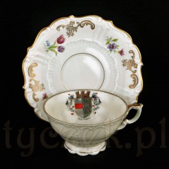 Zabytkowa porcelanowa filiżanka z herbem Bad Polzin