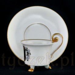 Kolekcjonerska porcelanowa filiżanka na lwich stopach