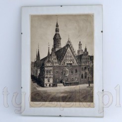 Breslau Rathaus wyjątkowa grafika zabytkowa z Ratuszem stary Wrocław