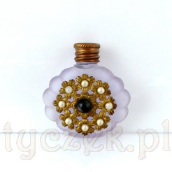Stylowa buteleczka do perfum: szkło z mosiężną aplikacją ozdobną
