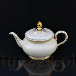 Bardzo okazały o sporym brzuścu dzbanek do herbaty wyglądający bardzo luksusowo