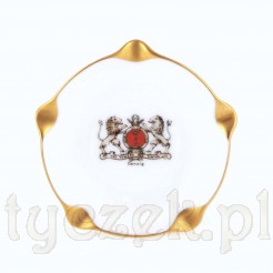 Zabytkowa popielniczka EPIAG ROYAL z herbem Gdańska, złocona, lata 1918-1945
