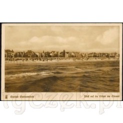 Widok kartki pocztowej przedstawiającej plażę w Świnoujściu