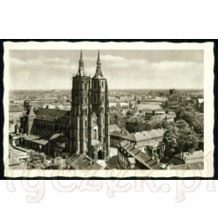 Widok kartki pocztowej przedstawiającej Ostrów Tumski we Wrocławiu