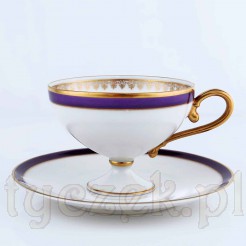 Cudne duo z fioletowym paskiem na białej porcelanie Hutschenreuther