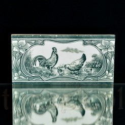 Secesyjny kafel wytwórni Meissen zdobiony scenką z kurami