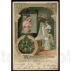 Awers świątecznej kartki pocztowej z 1912 roku
