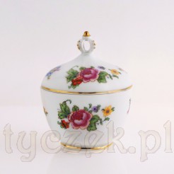 Koronowane puzderko z tułowickiej porcelany dawnej