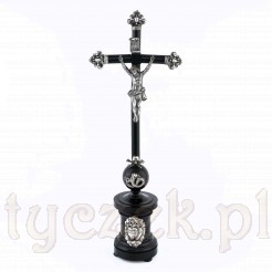 XIX weiczny krzyż - pasyjka - krucyfiks z drewna i srebra