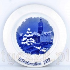 Antyk Teichert Meissen – Patera Ceramiczna 1932 z Zimowym Wzorem Weihnachten