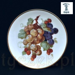 Śląski talerzyk ozdobny z motywem winogron i poziomek