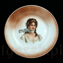 Porcelanowy talerz śląski z wizerunkiem królowej Luizy pruskiej