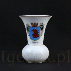 Biały porcelanowy wazonik z herbem