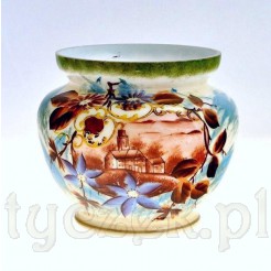 zabytkowy wazon ze szkła zdobionego ręczną malaturą