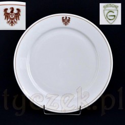Śląska porcelana - talerz sygnowany Giesche z orłem i herbem
