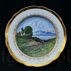 Dekoracyjny talerz zabytkowy z malowanej ręcznie porcelany