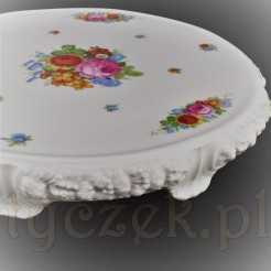 Luksusowa patera na tort z porcelany Rosenthal kwiatowy wzór MARIA