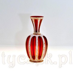 oryginalny wazon Biedermeier szkło rubinowe