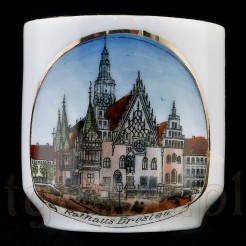 Wrocławski ratusz ok 1900 rok - na dawnej porcelanie