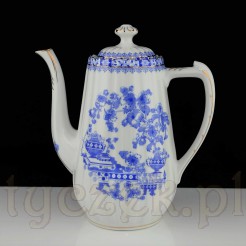 Zabytkowy dzbanek ze śląskiej porcelany z dekorem China Blau