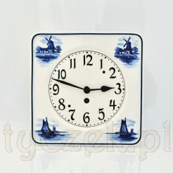Zabytkowy zegar z ceramiką w typie holenderskim