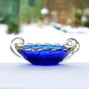Cenny koszyczek ze szkła niebieskiego i przeźroczystego z wtopionym złotem! Oryginał Murano
