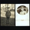 Czarno białe zdjęcia w formie pocztówek przedstawiające mężczyznę w umundurowaniu